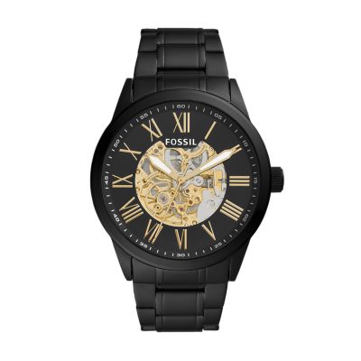 Flynn Automatic Black Stainless Steel Watch BQ2092 Fossil