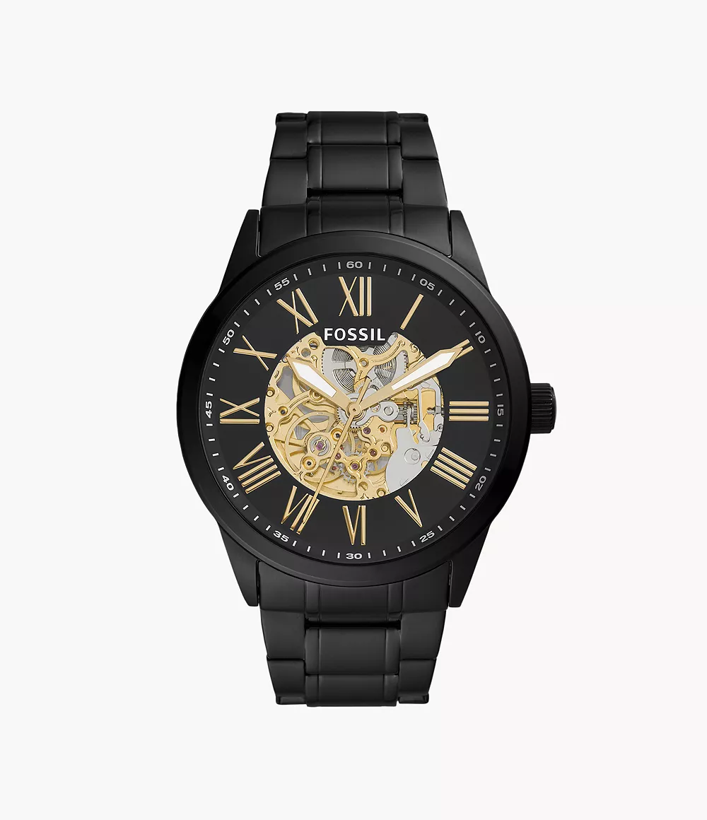 Flynn Automatic Black Stainless Steel Watch
