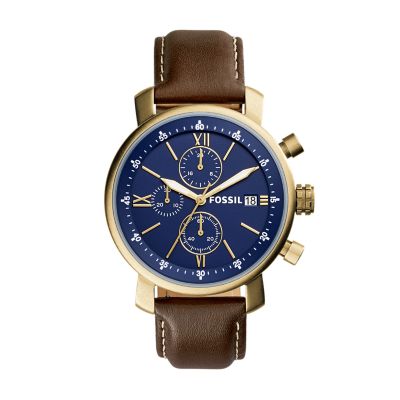 Fossil Men's BQ1009 Brown Leather Strap White Dial Chronograph Watch ...