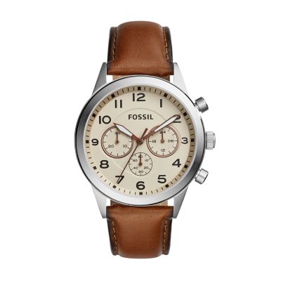 Flynn Pilot Chronograph Brown Leather Watch - Fossil