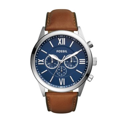 Montre Flynn chronographe en cuir brun