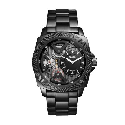 Privateer Sport Mechanical Black Stainless Steel Watch - Fossil