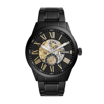 Flynn Pilot Mechanical Black Stainless Steel Watch