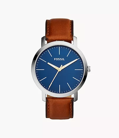 Fossil Luther Three-Hand Brown Leather Watch