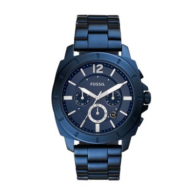 blue metal watch