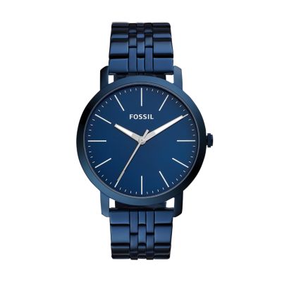 Luther Three Hand Ocean Blue Stainless Steel Watch BQ2324 Fossil