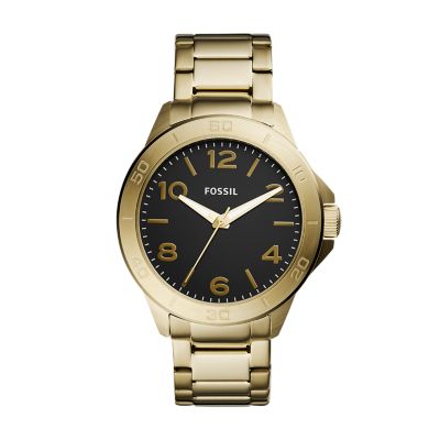 Modern Century Three-Hand Gold-Tone Stainless Steel Watch - Fossil
