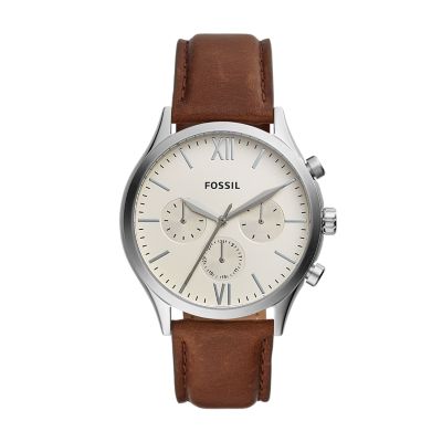 Montre Fenmore multifonction en cuir brun