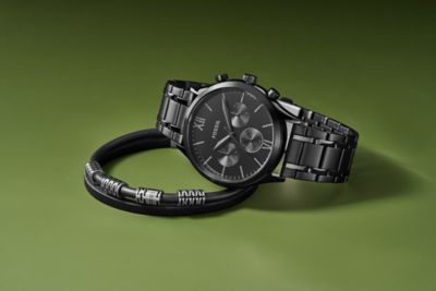 Black dial watches fossil sale