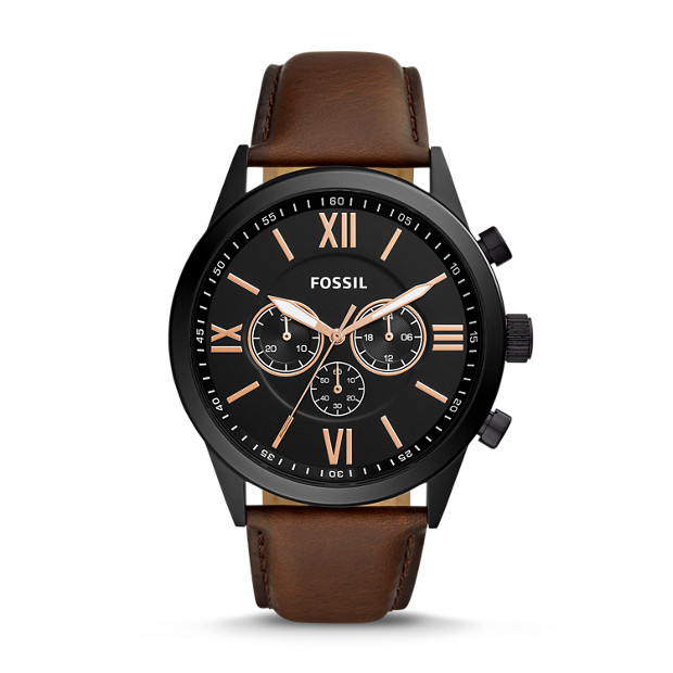 Flynn Chronograph Brown Leather Watch - Fossil