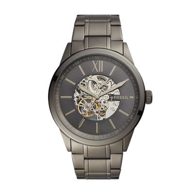 Fossil Outlet Men's 48Mm Flynn Automatic Gunmetal Stainless Steel Watch - Gunmetal