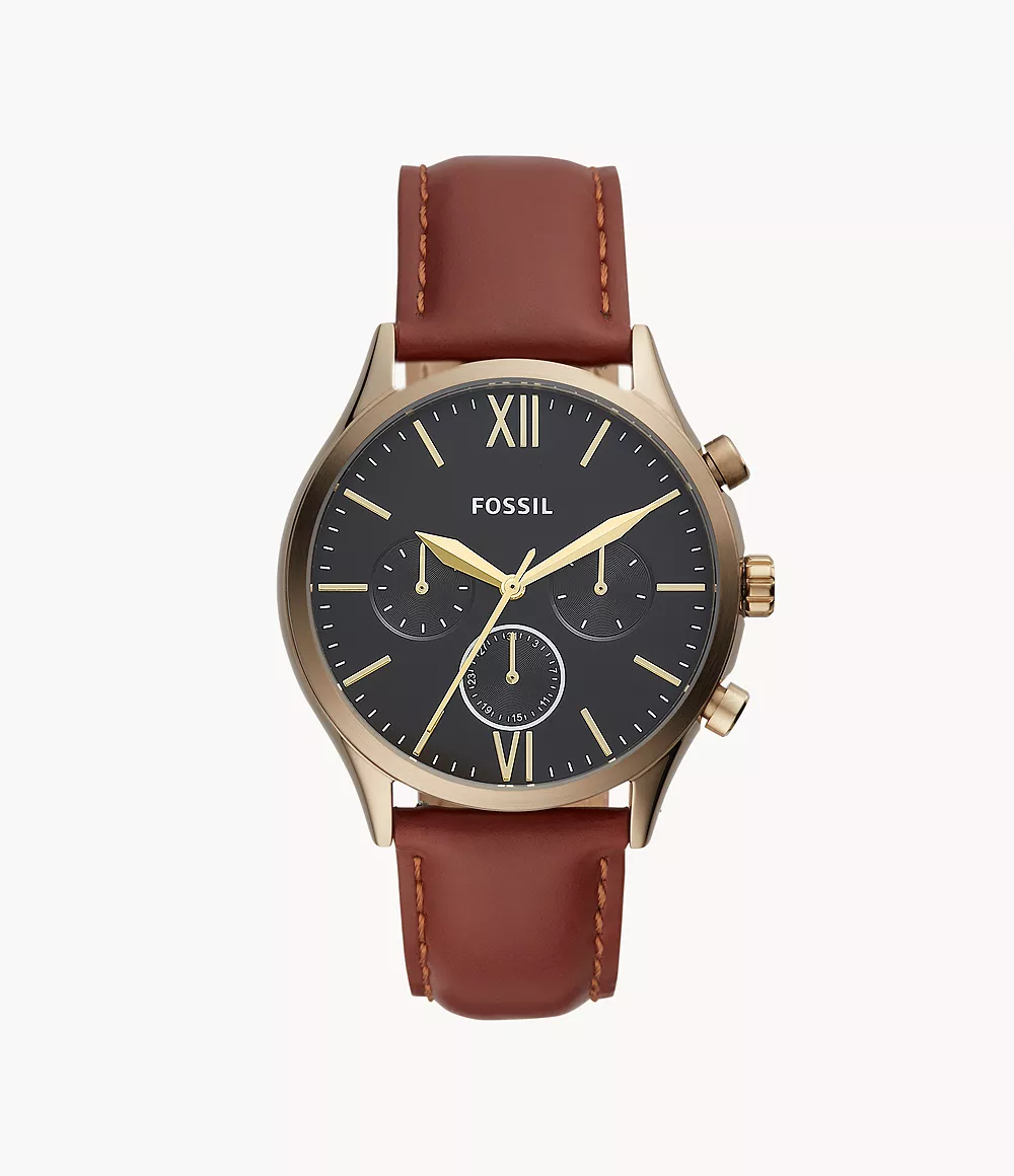Fenmore Midsize Multifunction Brown Leather Watch - BQ2404 - Fossil