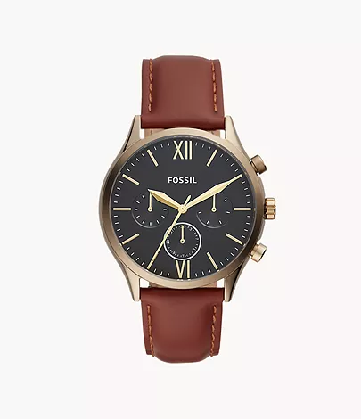 Fenmore Midsize Multifunction Brown Leather Watch