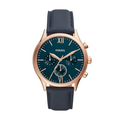 Townsman multifunction clearance navy leather watch