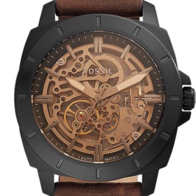 Montre mécanique Privateer Sport en cuir marron