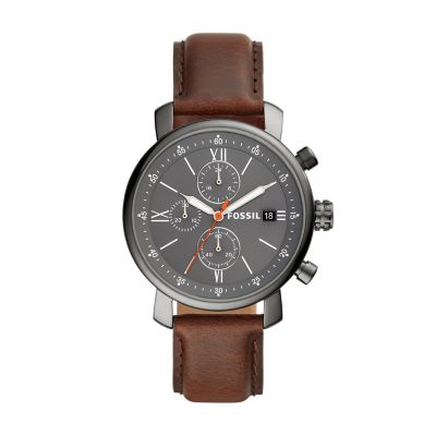Rhett Chronograph Brown Leather Watch Fossil