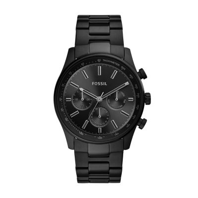 Fossil black stainless steel watch sale