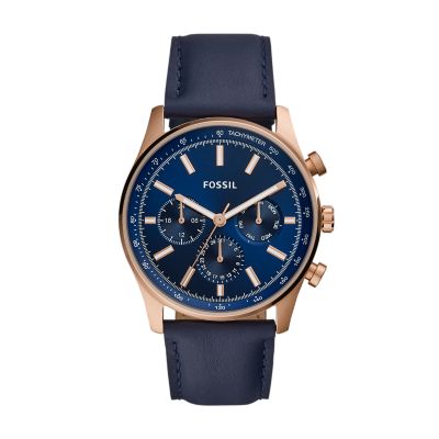 Fossil sullivan multifunction 2024 navy leather watch