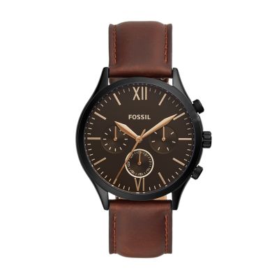 Montre Fenmore multifonction en cuir brun