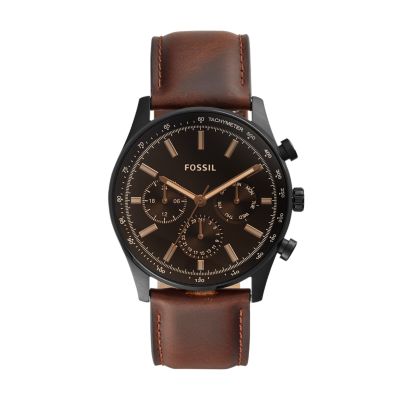 Sullivan Multifunction Brown Leather Watch Jewelry