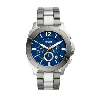 fossil privateer sport chronograph smoke stainless steel watch