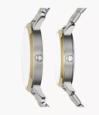 His and Her Lux Luther Three-Hand Two-Tone Stainless Steel Watch 