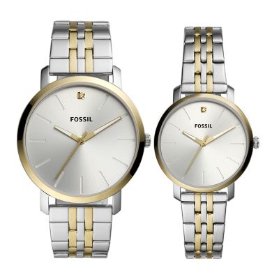 His and Her Lux Luther Three-Hand Two-Tone Stainless Steel Watch Gift Set