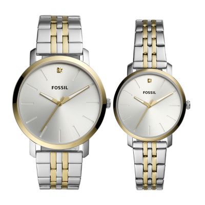 Fossil Outlet Geschenkset Uhren Lux Luther His and Hers 3-Zeiger-Werk Edelstahl Bicolor