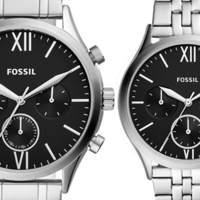 Coffret cadeau montre Fenmore multifonction en acier inoxydable pour Elle et Lui