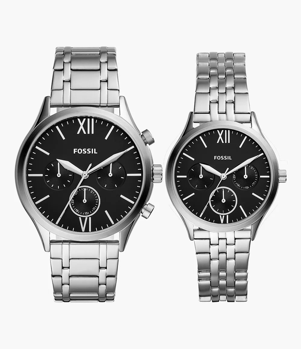 His And Her Fenmore Multifunction Stainless Steel Watch Gift Set jewelry
