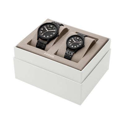 Coffret montre Wylie trois aiguilles en acier inoxydable noire