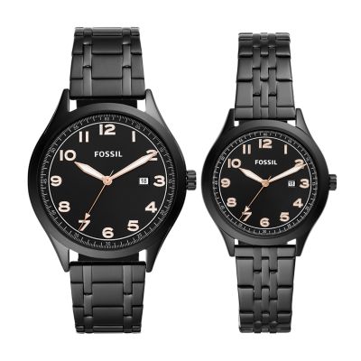 Coffret montre Wylie trois aiguilles en acier inoxydable noire