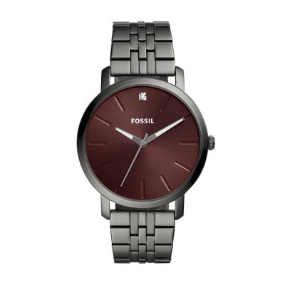 Lux Luther Three-Hand Smoke Stainless Steel Watch - BQ2419 - Fossil