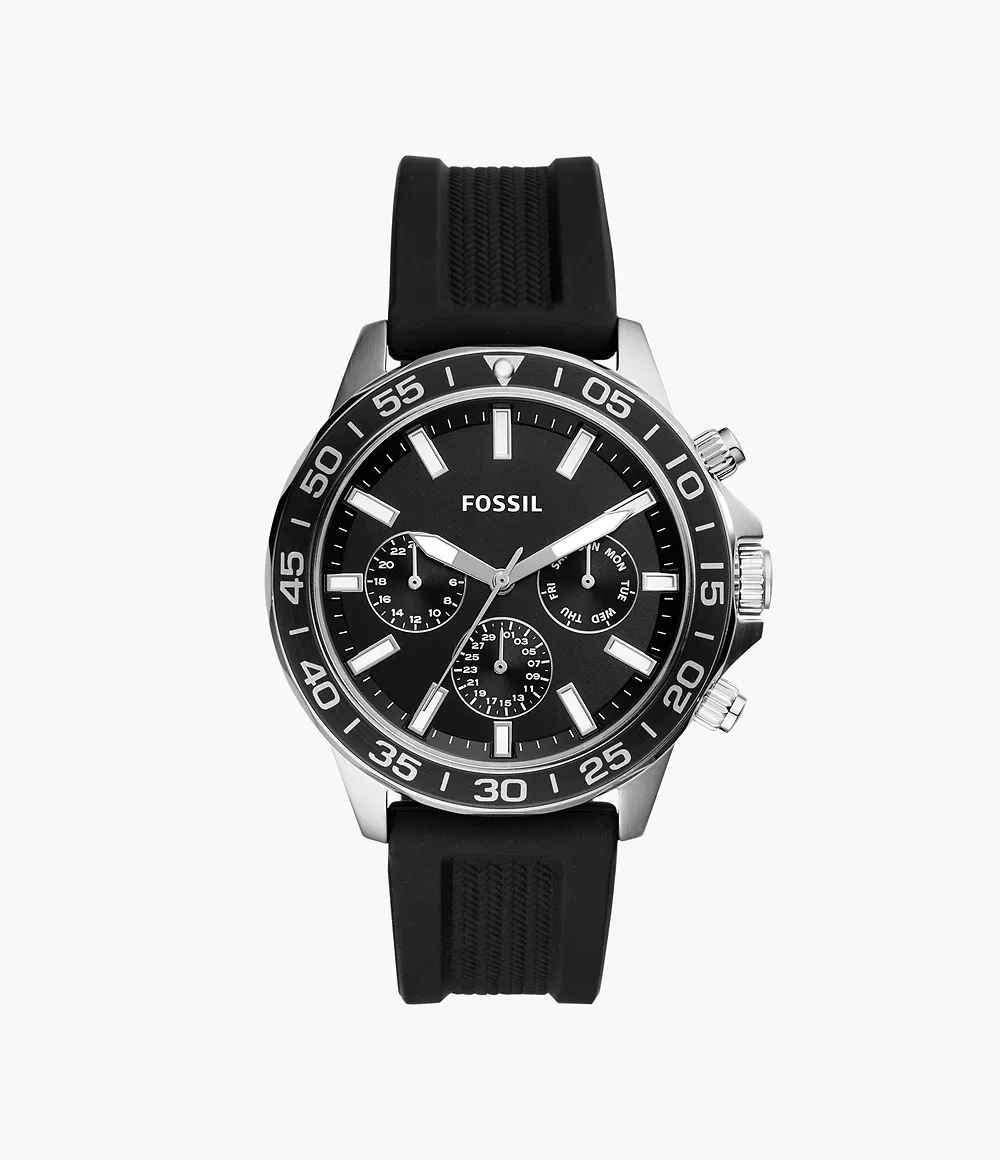 Fossil Outlet Men's Bannon Multifunction Black Silicone Watch - Black