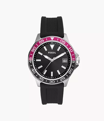 Bannon Three-Hand Date Black Silicone Watch