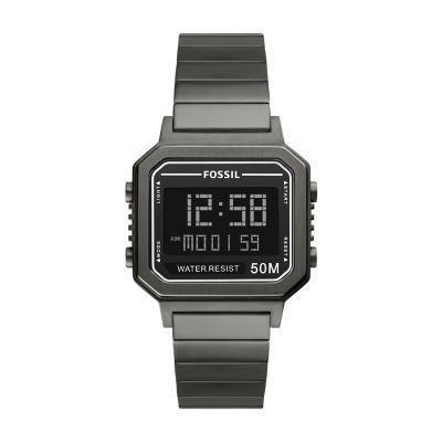 Fossil q explorist sale smoke stainless steel