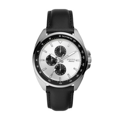 Autocross Multifunction Black Leather Watch BQ2556 Fossil