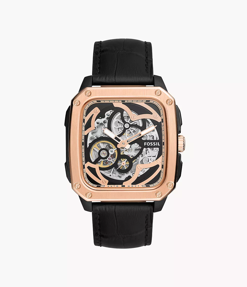 Image of Inscription Automatic Black Leather Watch