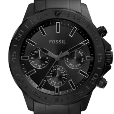 His and Her Multifunction Black Stainless Steel Watch Set