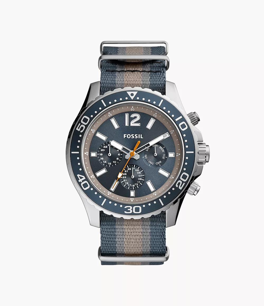 Fossil Men's FB-02 Multifunction Blue Nylon Watch