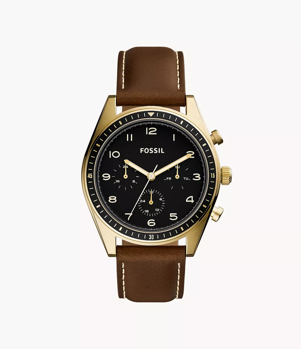 Fossil Men's Wilkin Multifunction Brown Leather Watch