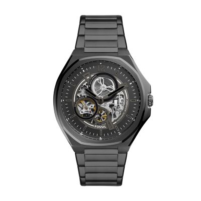 Montre Automatique Evanston En Acier Inoxydable Noir