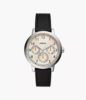 Airlift Multifunction Black Leather Watch