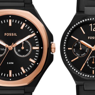 Fossil couple hot sale watch black