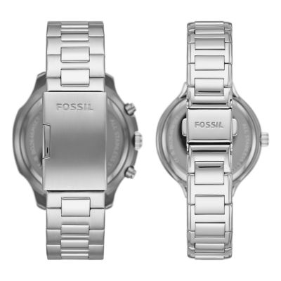 Coffret montre multifonction en acier inoxydable pour Elle et Lui