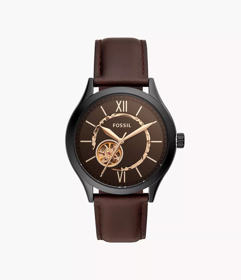 Fossil Men Fenmore Automatic Brown Leather Watch