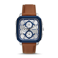 Multifunction Brown Leather Watch