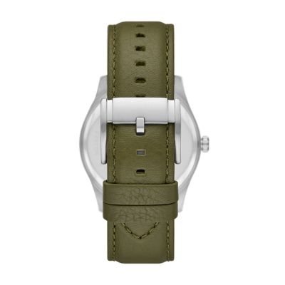 Sullivan Solar Powered Green Leather Watch BQ2663 Fossil