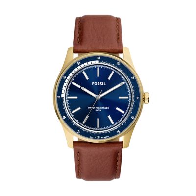 Sullivan Solar-Powered Brown Leather Watch - BQ2665 - Fossil