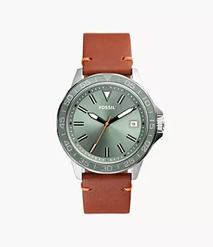 Bannon Three-Hand Date Brown Leather Watch